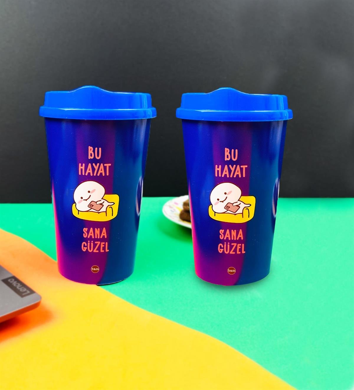 Motto Tasarımlı Plastik Kahve BardağıgiftmodaBAM-1033-1