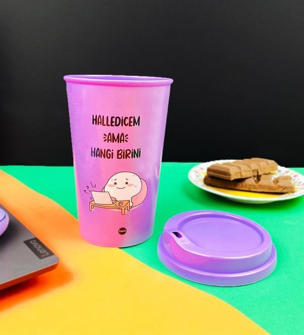 Motto Tasarımlı Plastik Kahve BardağıgiftmodaBAM-1033-1
