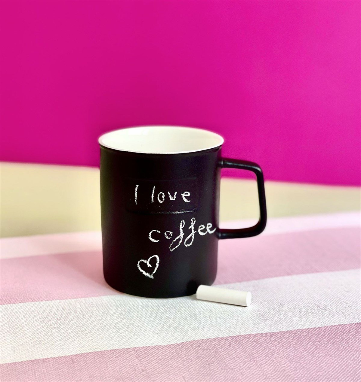 Siyah Porselen Kupa Tebeşir HediyeliGiftmodaGmkp100204