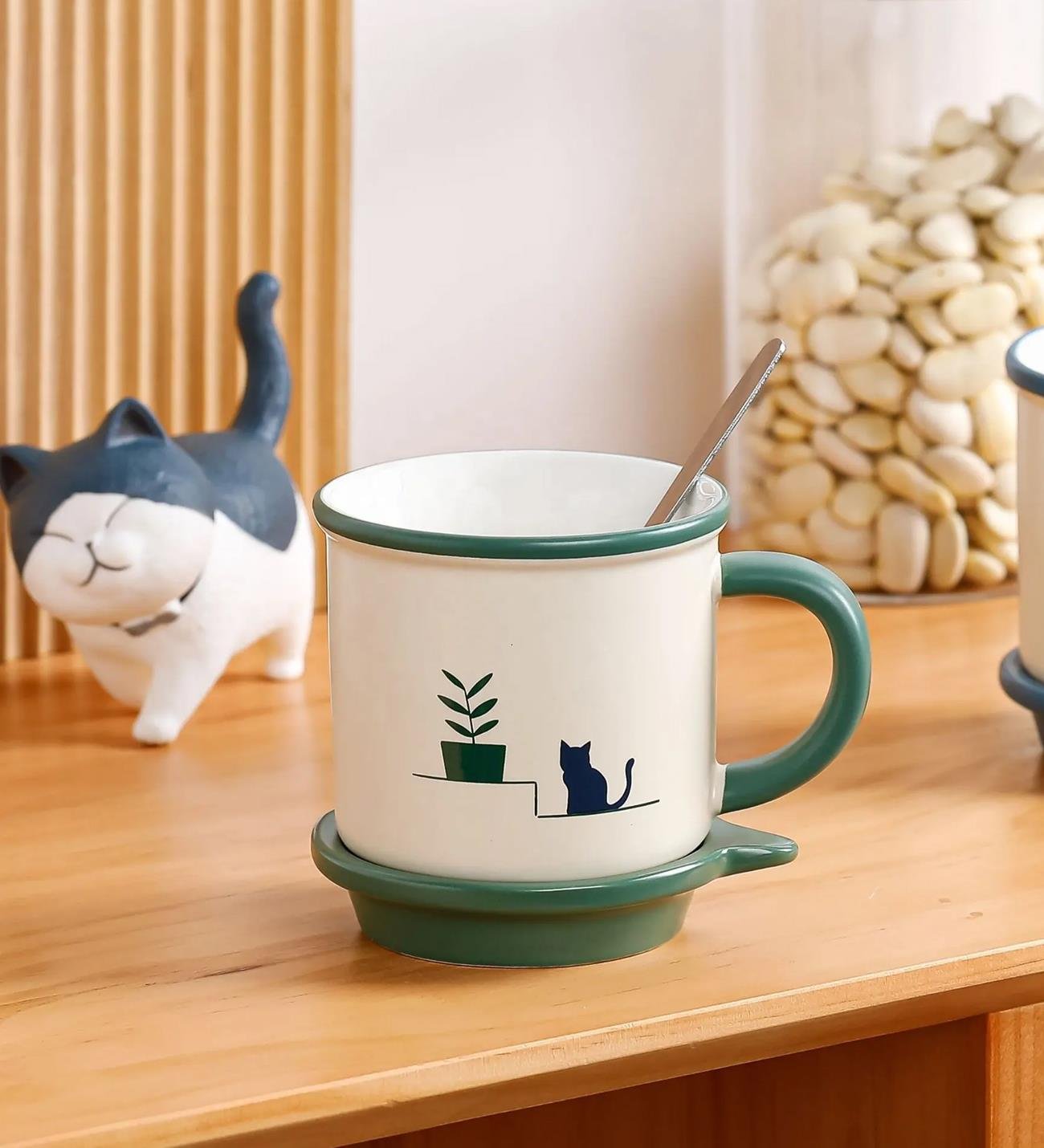 Kedi Figürlü Minimalist Seramik KupagiftmodaBM-1450