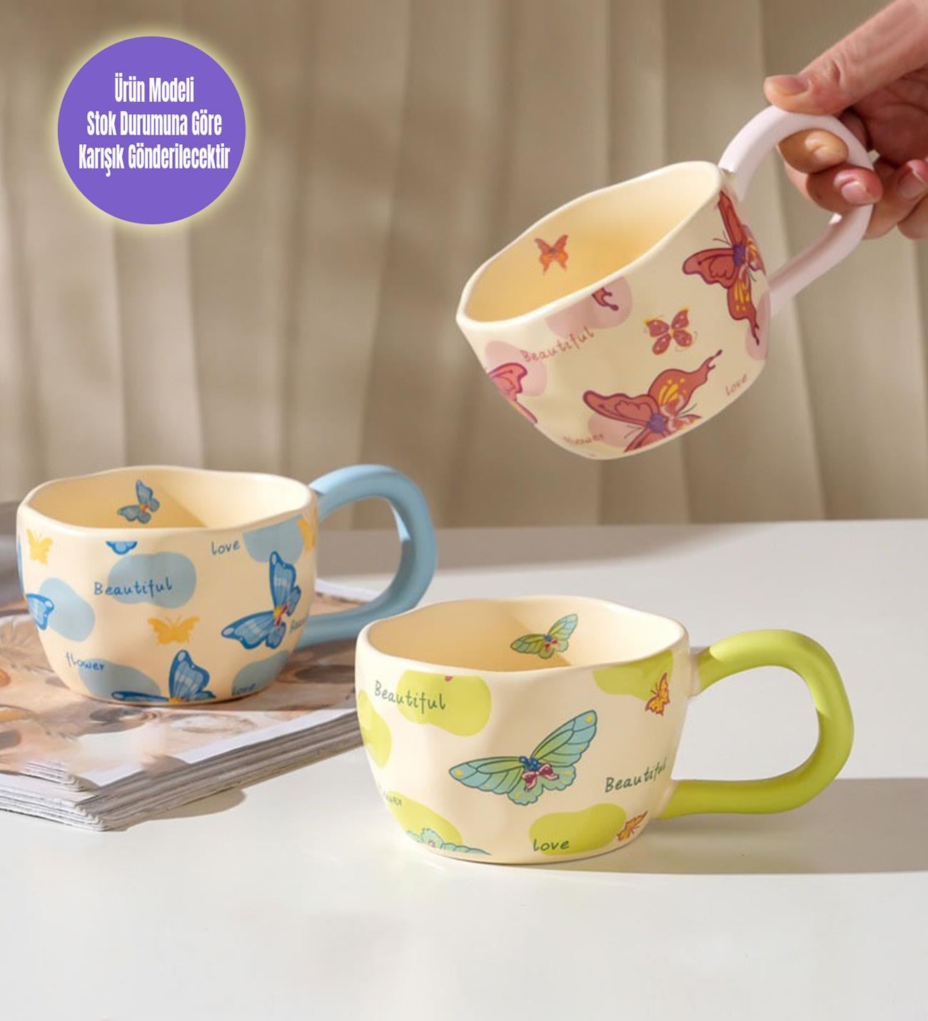 Kelebek Temalı Seramik KupagiftmodaBM-1936