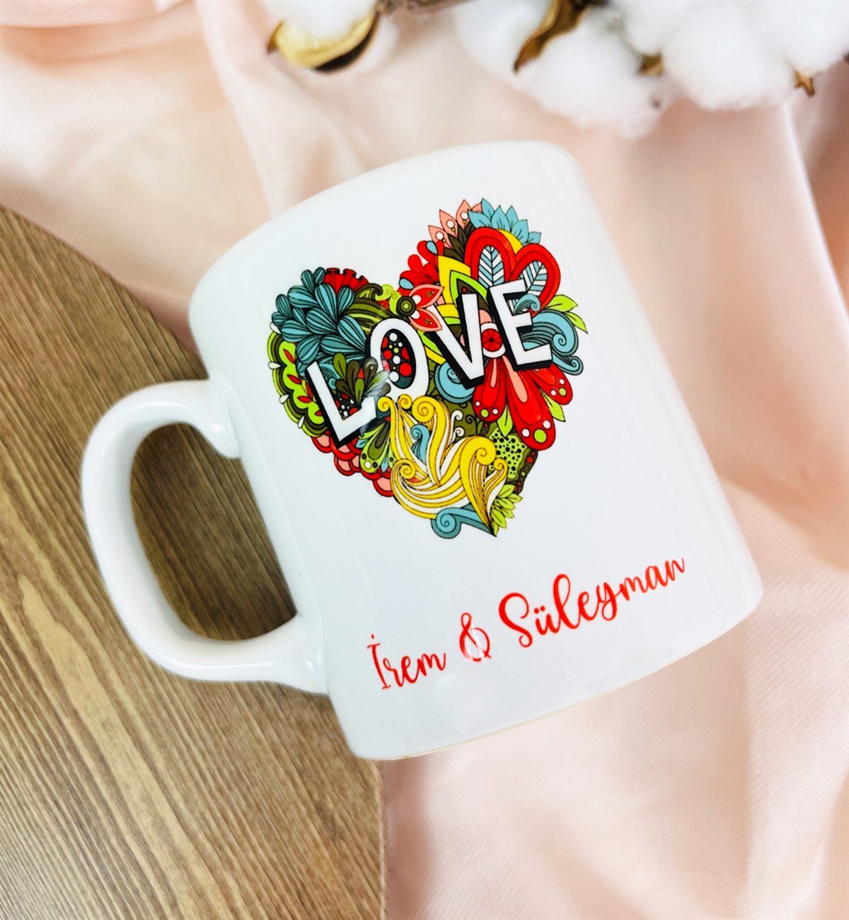 Kişiye Özel Love Kalp Tasarımlı Kupa BardakgiftmodaGmkp100383