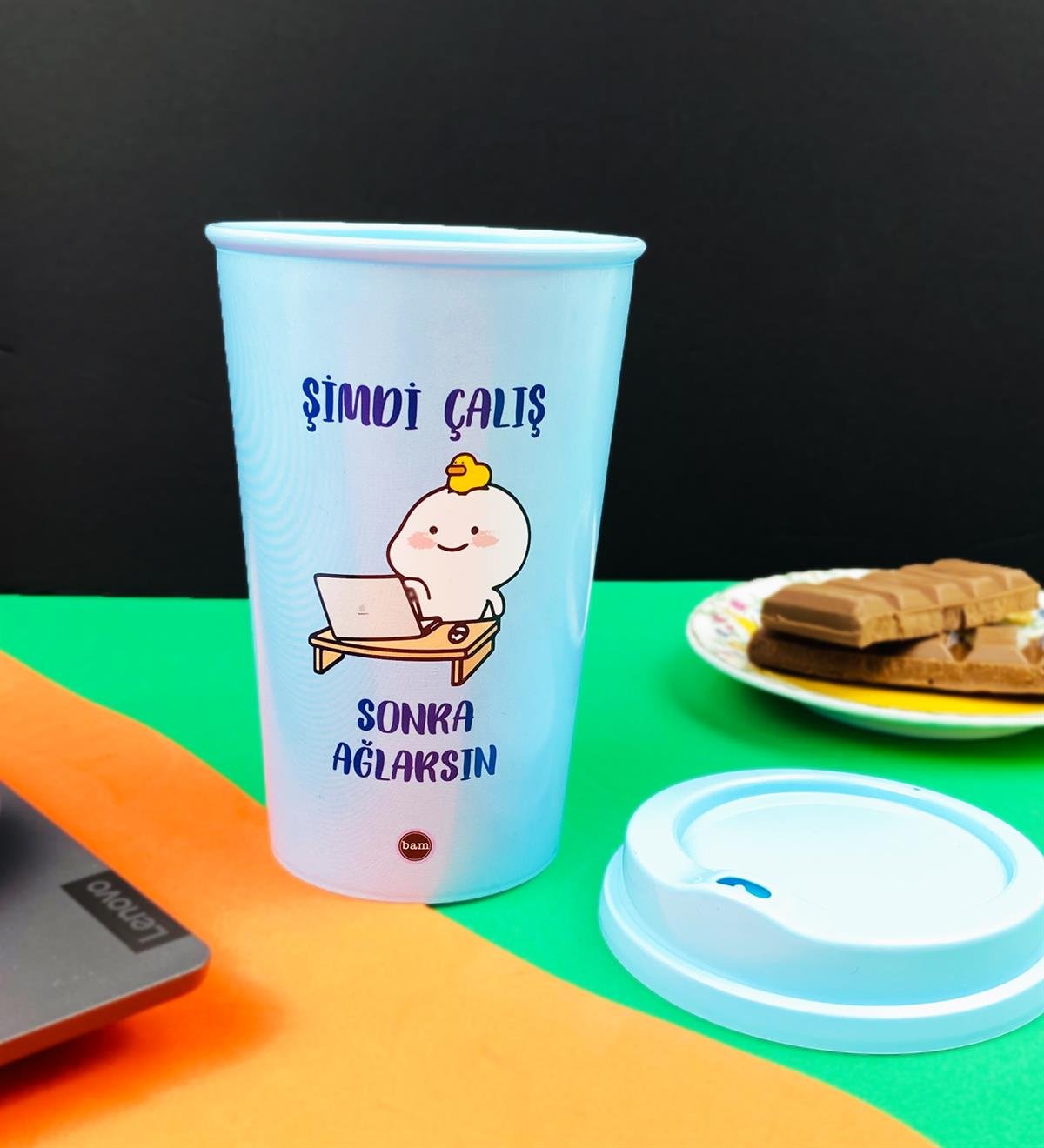 Motto Tasarımlı Plastik Kahve BardağıgiftmodaBAM-1033-1