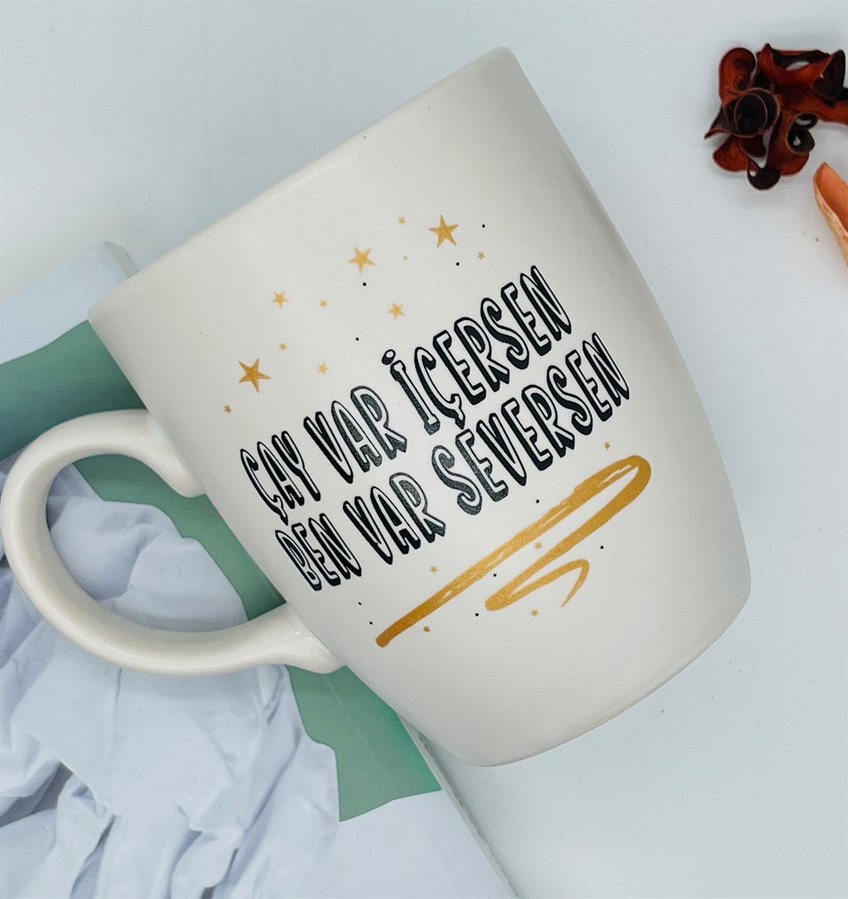 Çay Var İçersen Ben Var Seversen Tasarımlı 9 Cm Kupa BardakgiftmodaGmkp100216