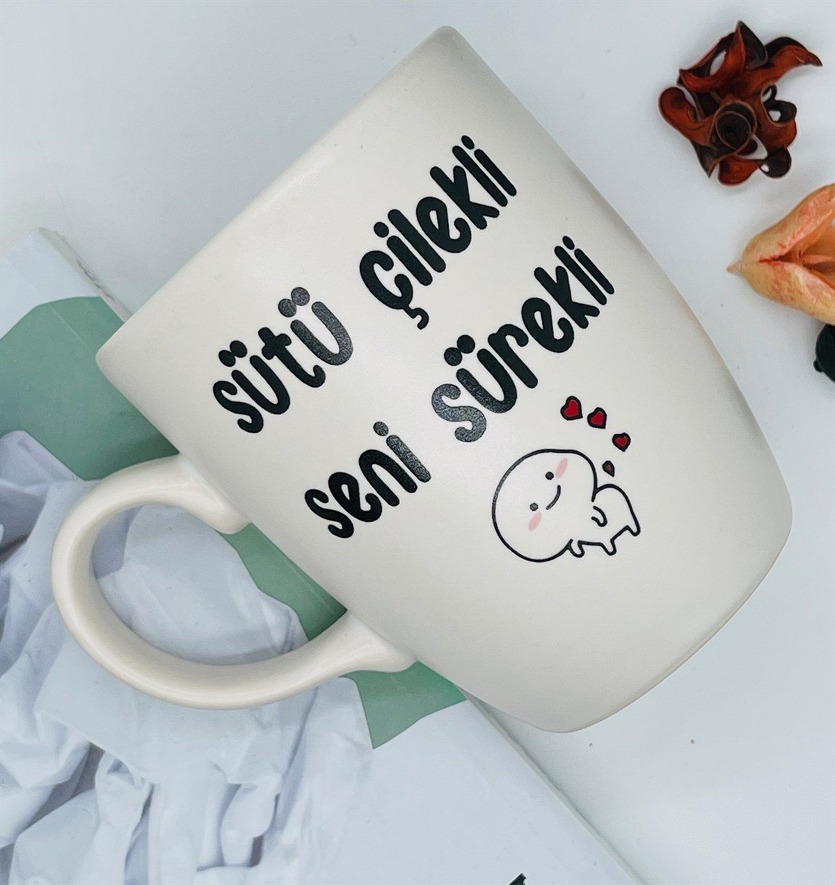 Sütü Çilekli Seni Sürekli Tasarımlı 9 Cm Kupa BardakgiftmodaGmkp100238