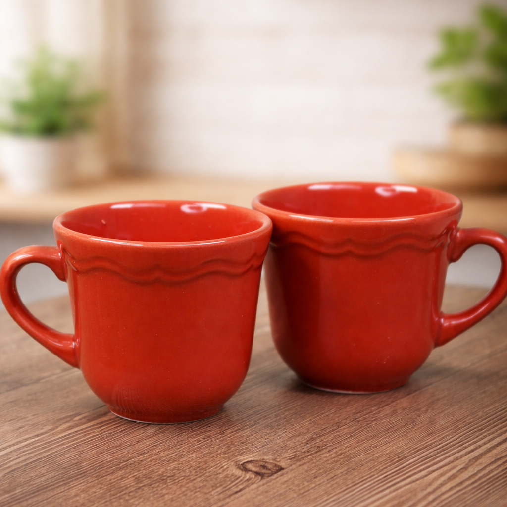 Dalga Kenarlı Seramik Kupa 2'LigiftmodaBMK-0011-2