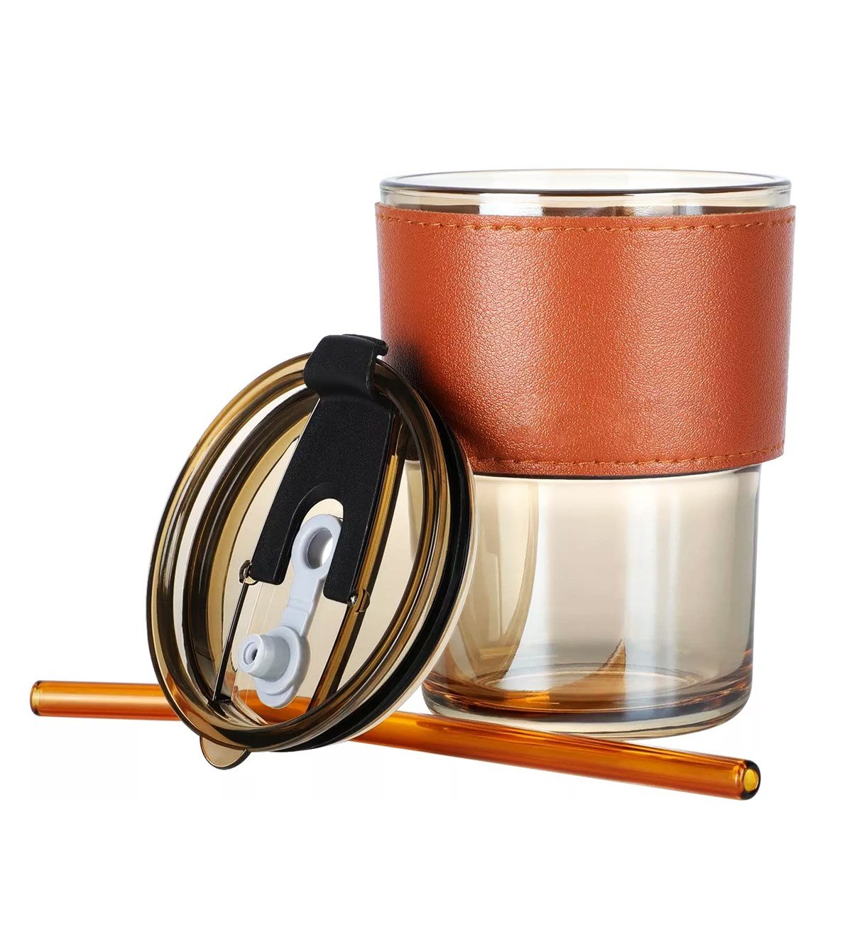 Deri Aksesuarlı Renkli Cam Mug BardakgiftmodaGM-5064
