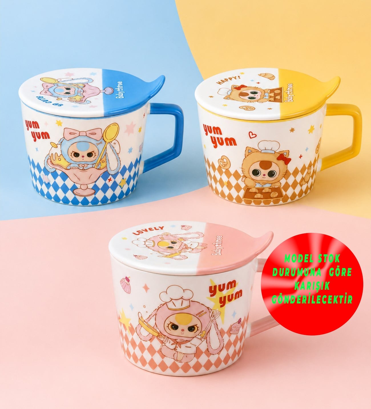 Seramik Kapaklı Noddle Kasesi Yum YumgiftmodaBM-2626