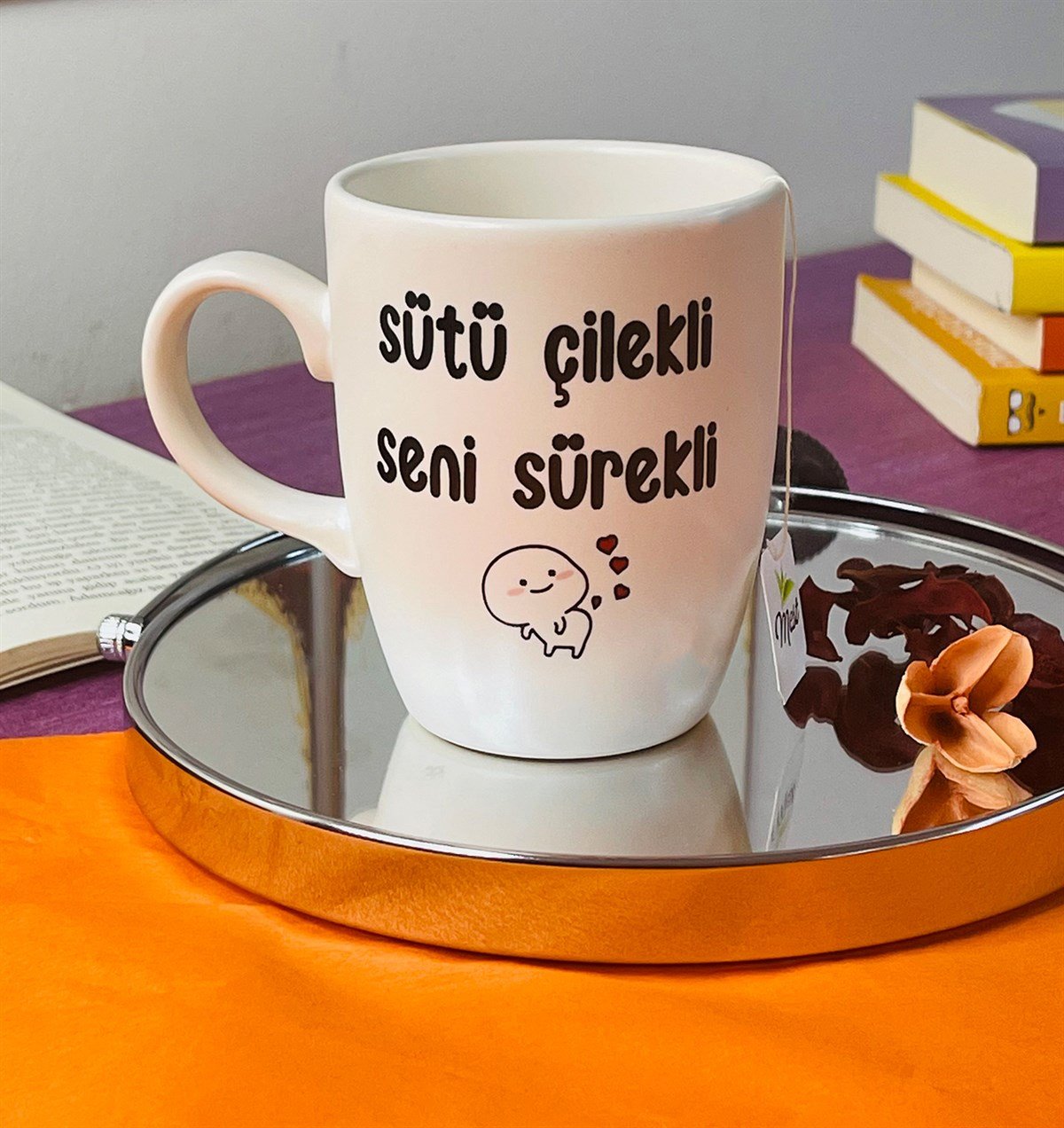 Sütü Çilekli Seni Sürekli Tasarımlı 9 Cm Kupa BardakgiftmodaGmkp100238