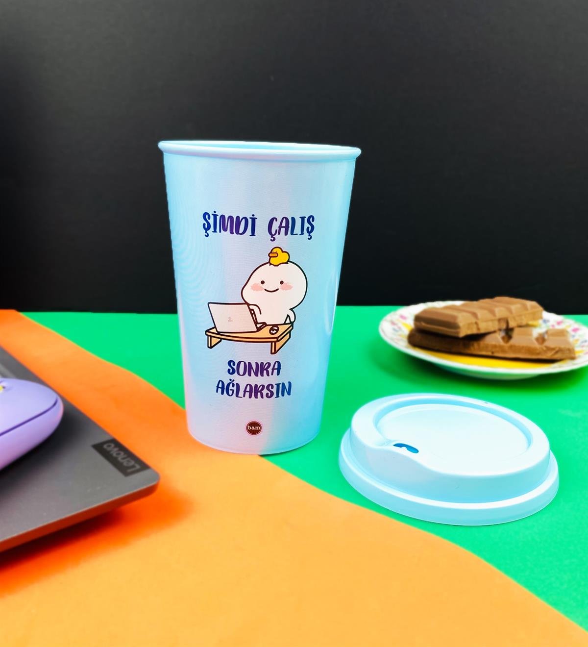 Motto Tasarımlı Plastik Kahve BardağıgiftmodaBAM-1033