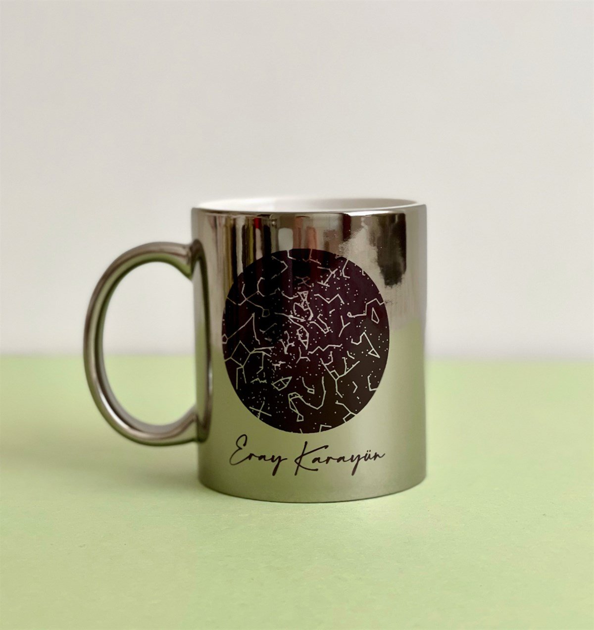 Kişiye Özel Yıldız Haritası Tasarımlı 2'li Gümüş KupaGiftmodaGmkp100199