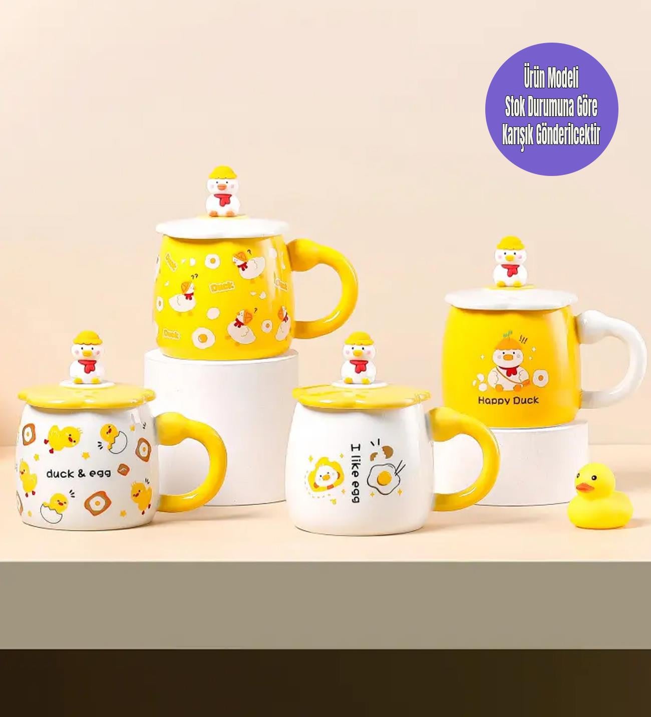 Ördek Figürlü Kapaklı Seramik KupagiftmodaBM-1475