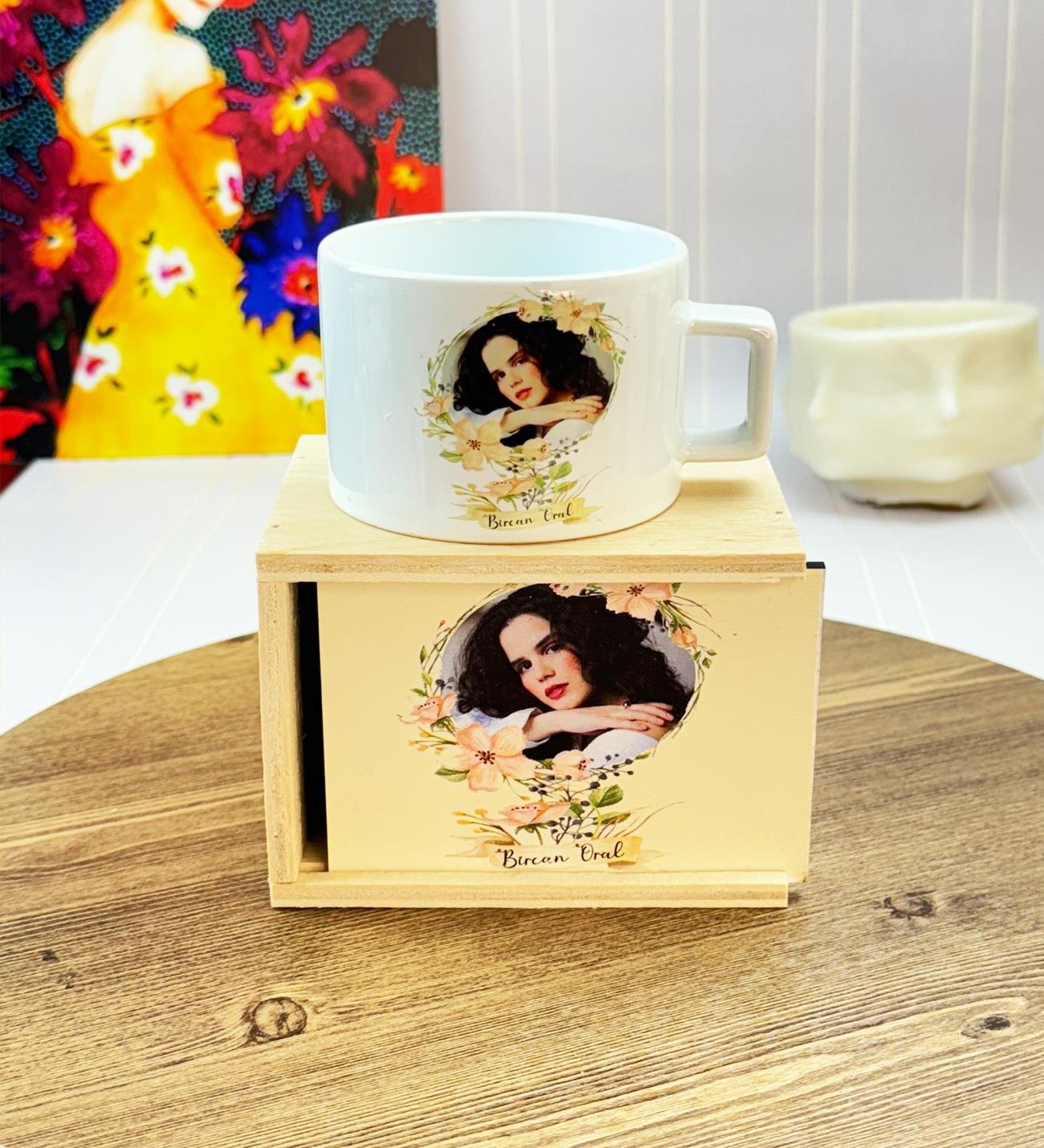 Kişiye Özel Çiçek Tasarımlı Kutulu KupagiftmodaGmkp100629