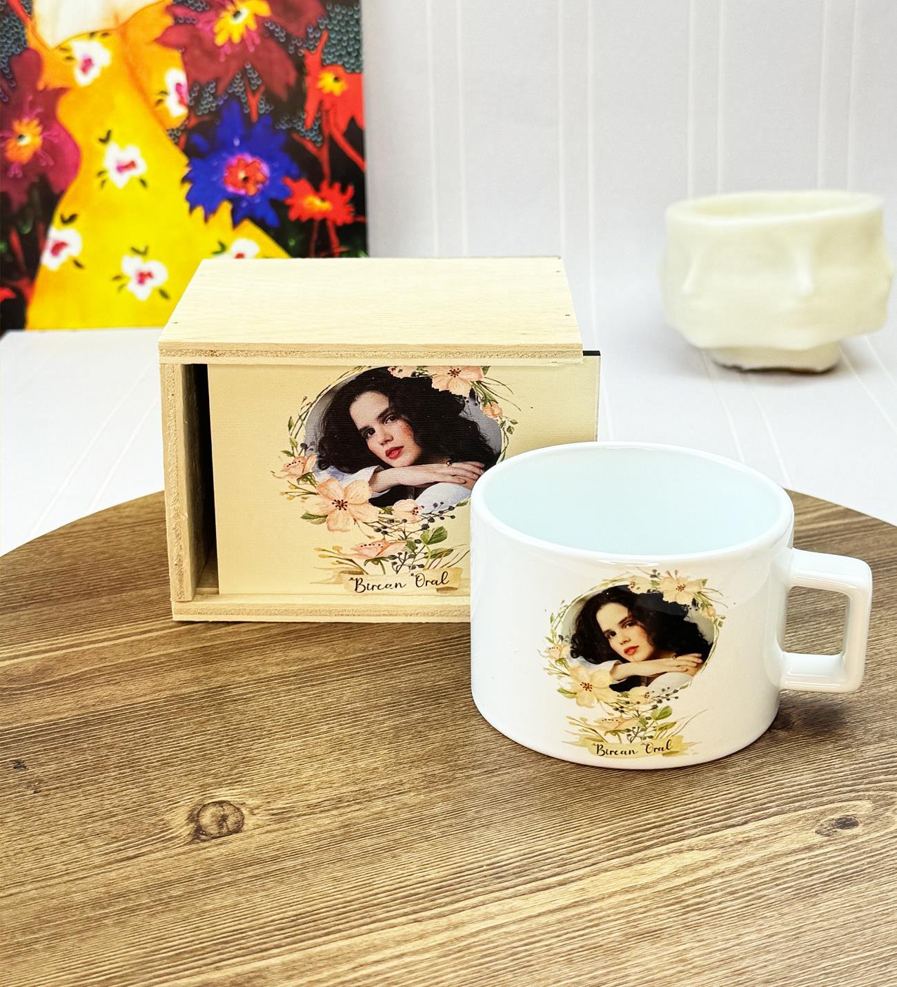 Kişiye Özel Çiçek Tasarımlı Kutulu KupagiftmodaGmkp100629