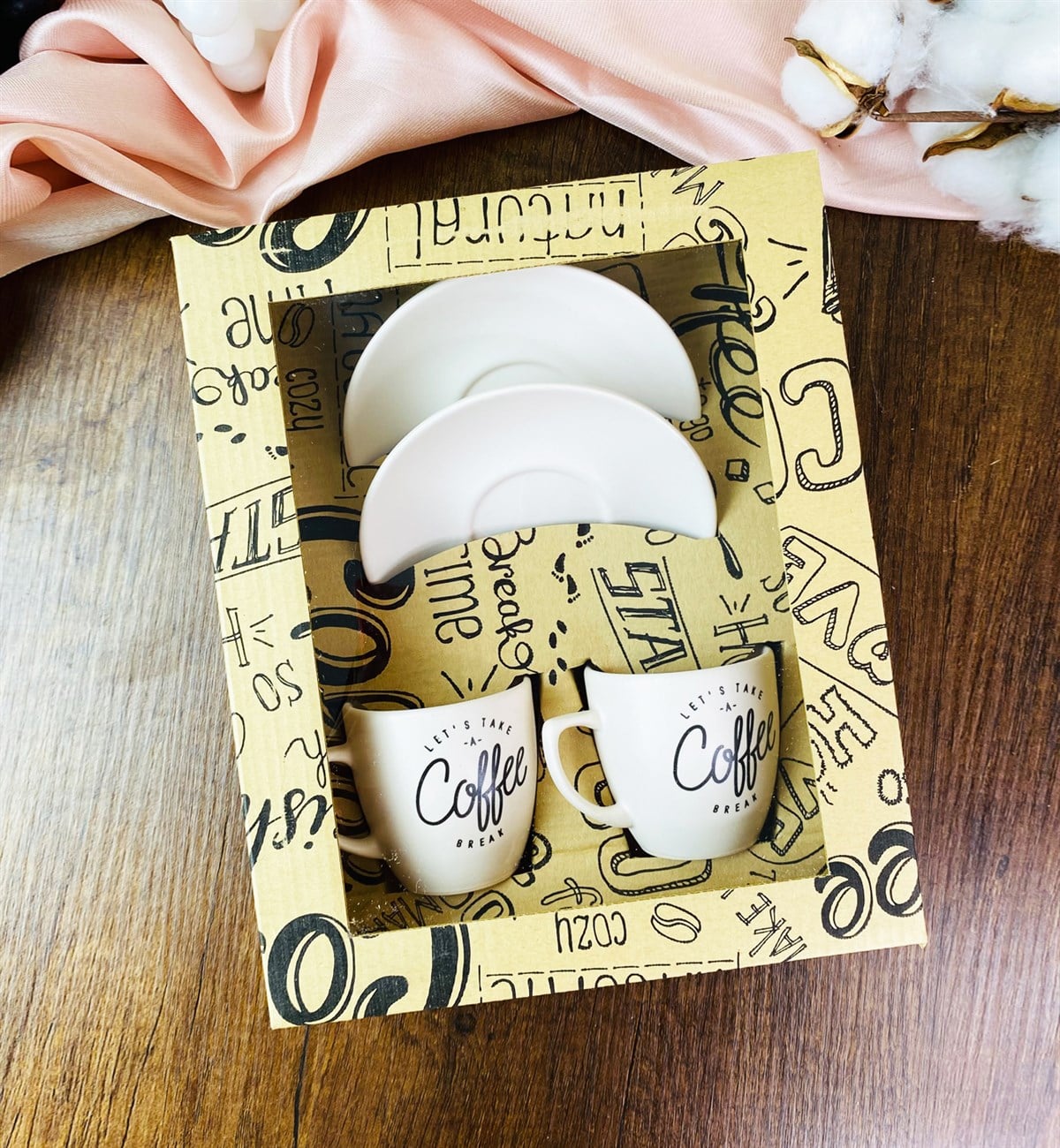 Özel Kutulu Let's Take A Coffee Break Türk Kahvesi Fincanı SetigiftmodaGmkp100418	