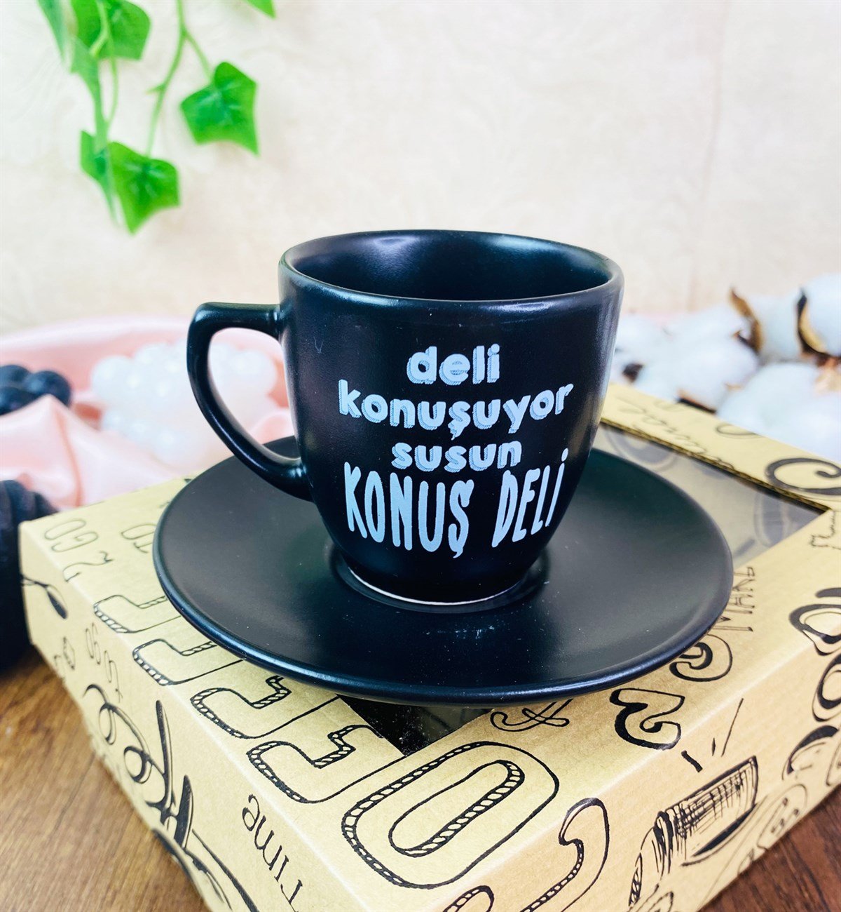 Özel Kutulu Deli Konuşuyor Susun Türk Kahvesi FincanıgiftmodaGmkp100432