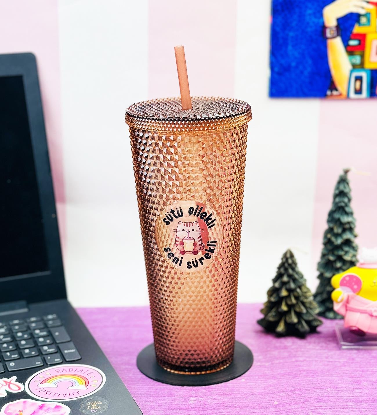 Star Sky Kristal Desenli Pipetli Bardak 750MlgiftmodaTp754