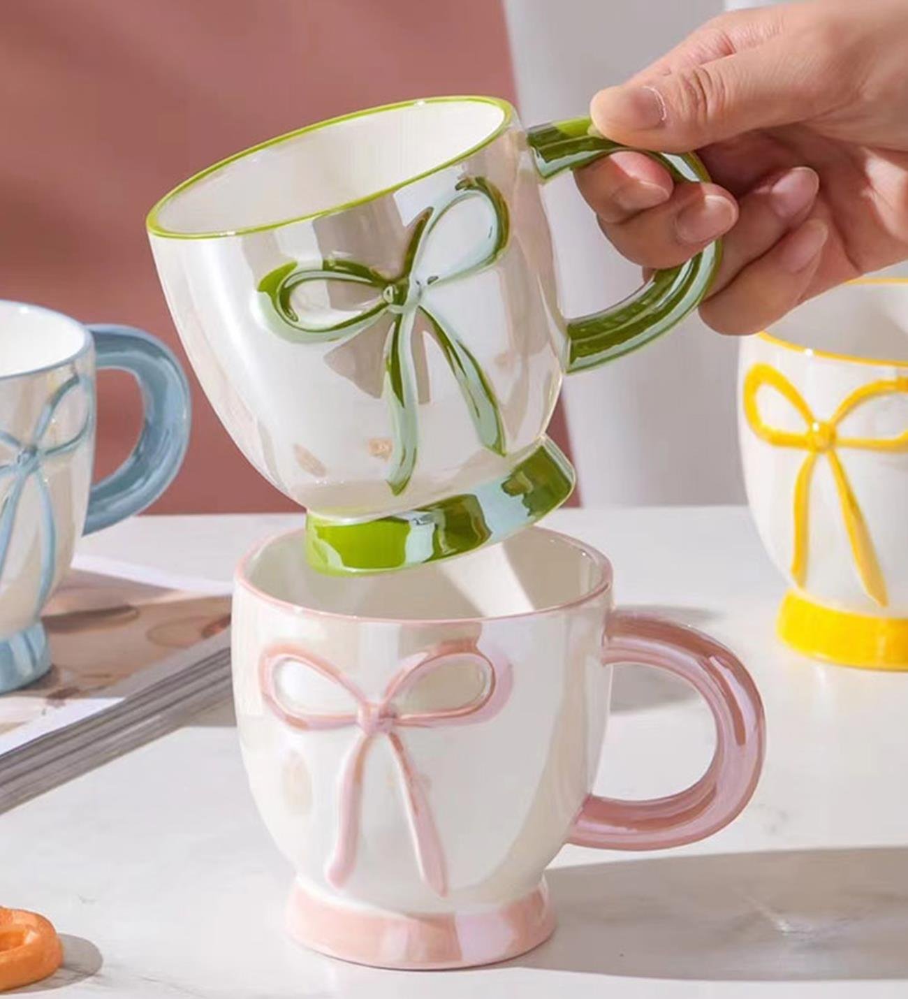 Pastel Fiyonk Temalı Seramik KupagiftmodaBM-1975