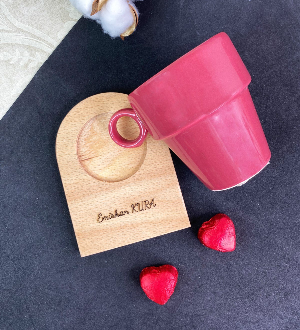 Kişiye Özel Servis Tabaklı Joker Kupa SetgiftmodaGmkp100583