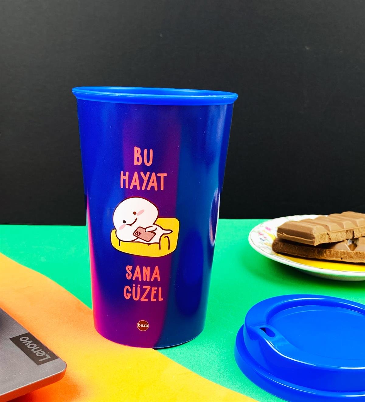 Motto Tasarımlı Plastik Kahve BardağıgiftmodaBAM-1033-1