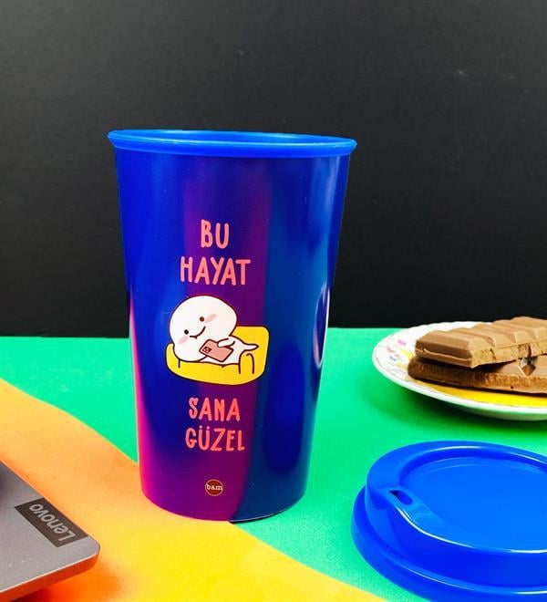 Motto Tasarımlı Plastik Kahve BardağıgiftmodaBAM-1033-1