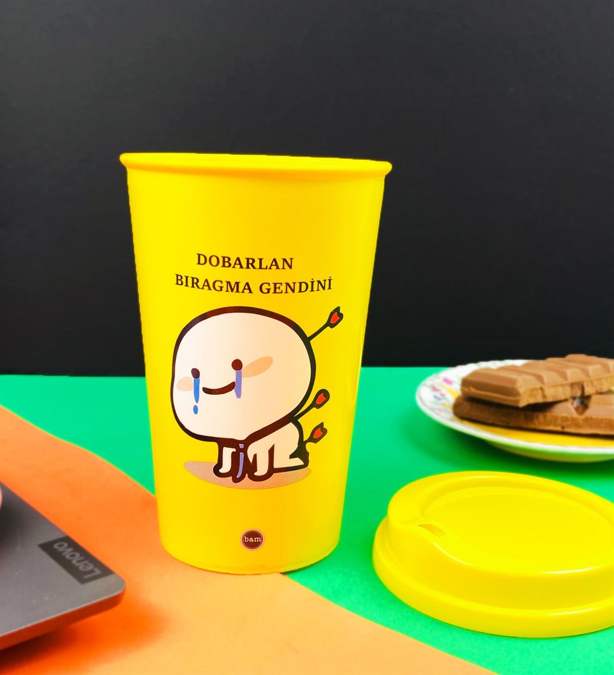 Motto Tasarımlı Plastik Kahve BardağıgiftmodaBAM-1033-1