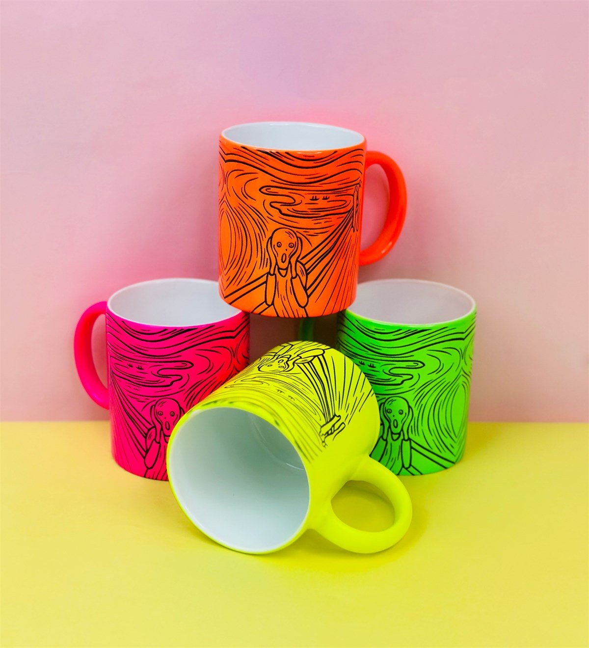 Çığlık Tablo Tasarımlı Neon Kupa BardakgiftmodaGmkp100608