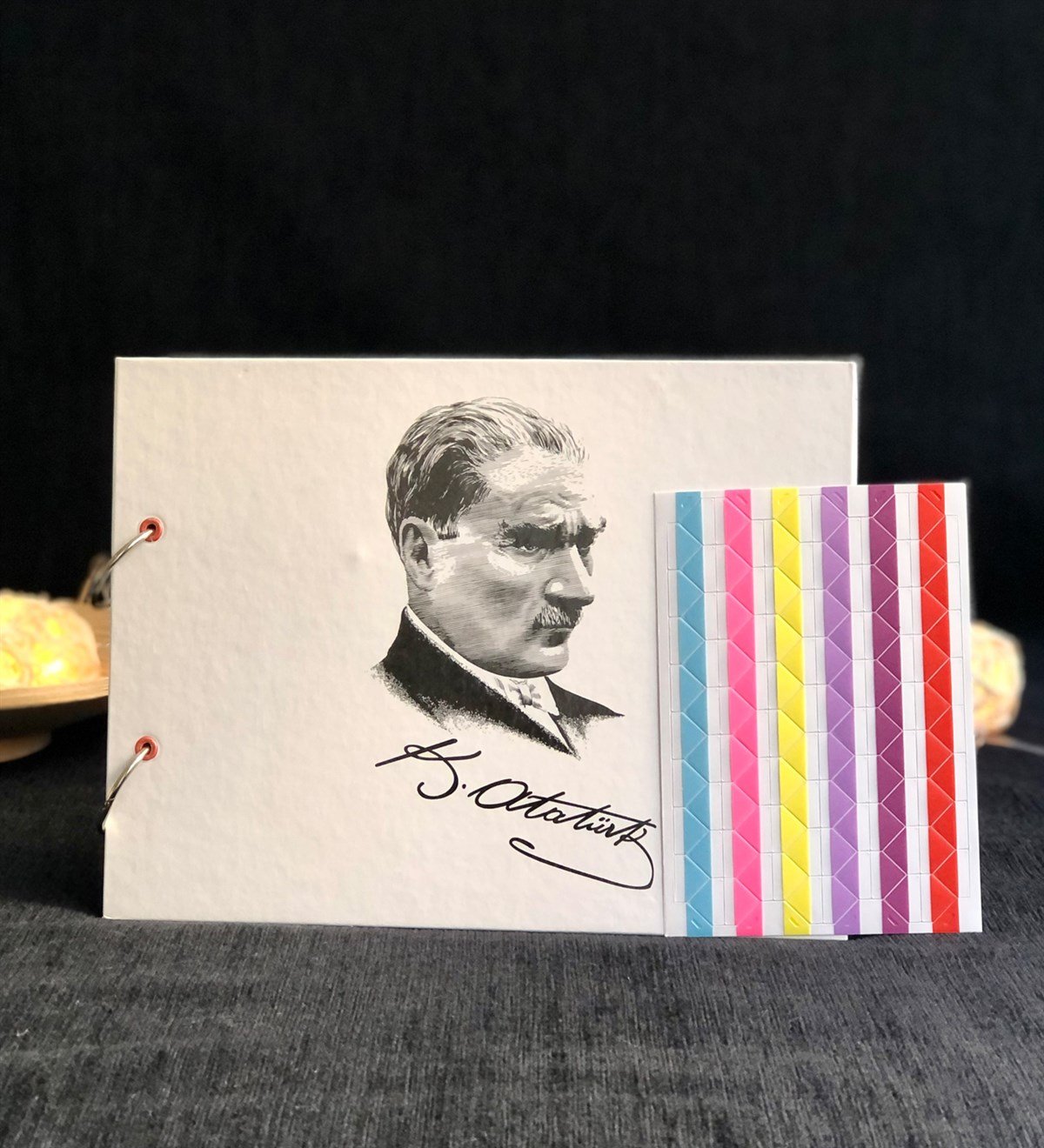 M.Kemal Atatürk Tasarımlı Siyah Sayfa Kendin Yap Fotoğraf Albümü Beyaz Kalem HediyeliGiftmodaAtatürk-Albüm