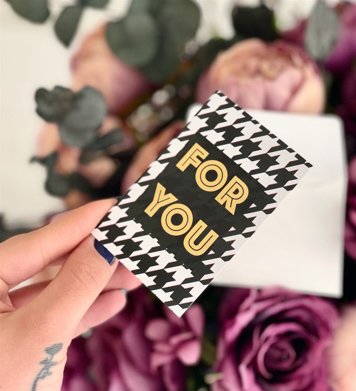 For You Tasarımlı Beyaz Zarflı Mesaj KartıgiftmodaGmmsj00013