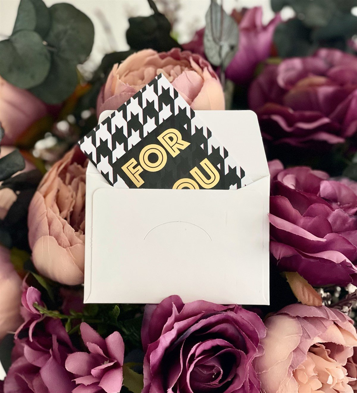 For You Tasarımlı Beyaz Zarflı Mesaj KartıgiftmodaGmmsj00013