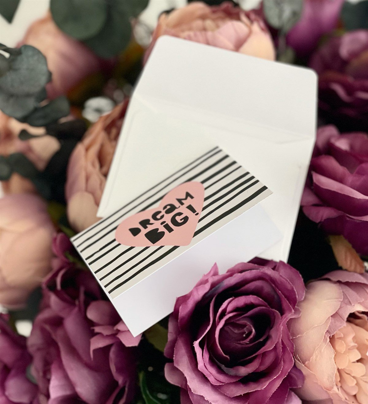 Dream Big Tasarımlı Beyaz Zarflı Mesaj KartıgiftmodaGmmsj00014