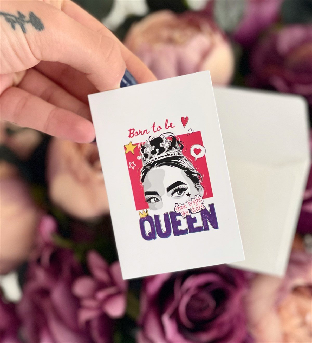 Queen Tasarımlı Mavi Zarflı Mesaj KartıgiftmodaGmmsj00012