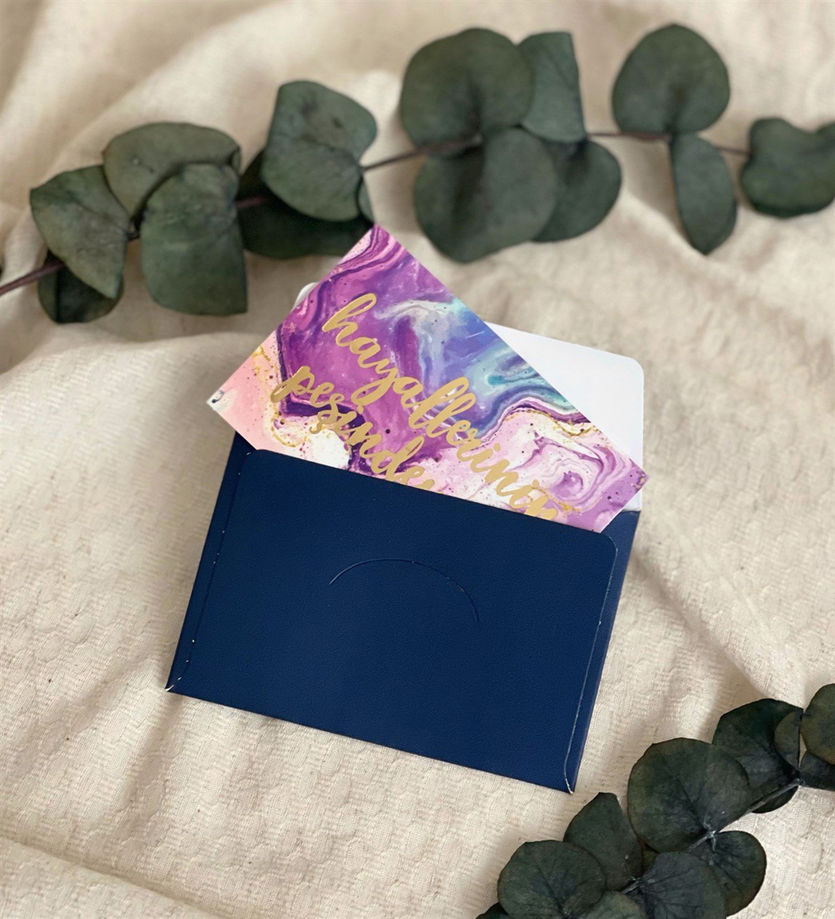 Hayallerinin Peşinden Git Tasarımlı Mavi Zarflı Mesaj KartıgiftmodaGmmsj00010