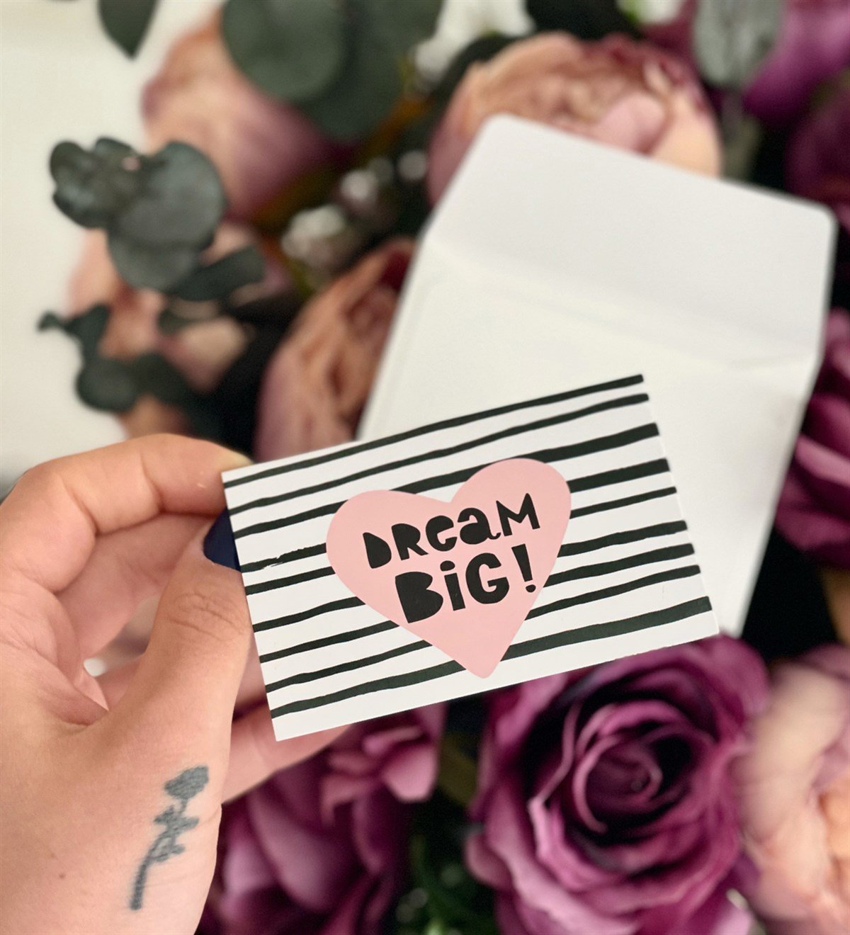 Dream Big Tasarımlı Beyaz Zarflı Mesaj KartıgiftmodaGmmsj00014