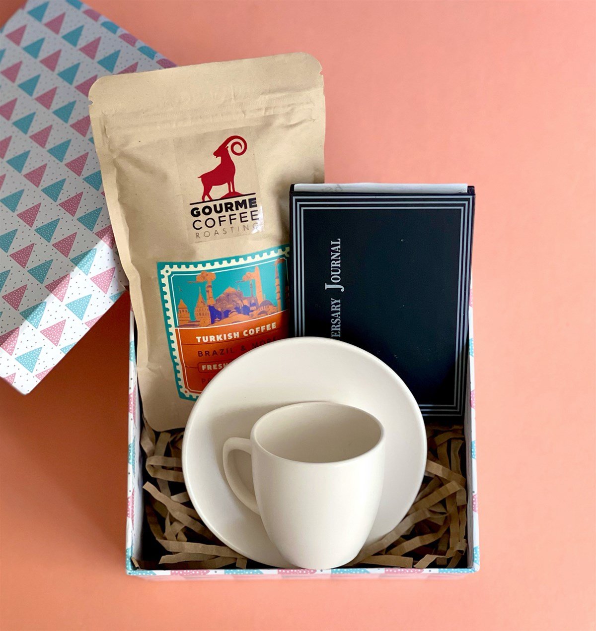 Türk Kahvesi Fincanı Anniversary Journal Mini Fotoğraf Albümü ve Türk Kahvesi Mini Hediye Seti GiftmodaGmhs101039