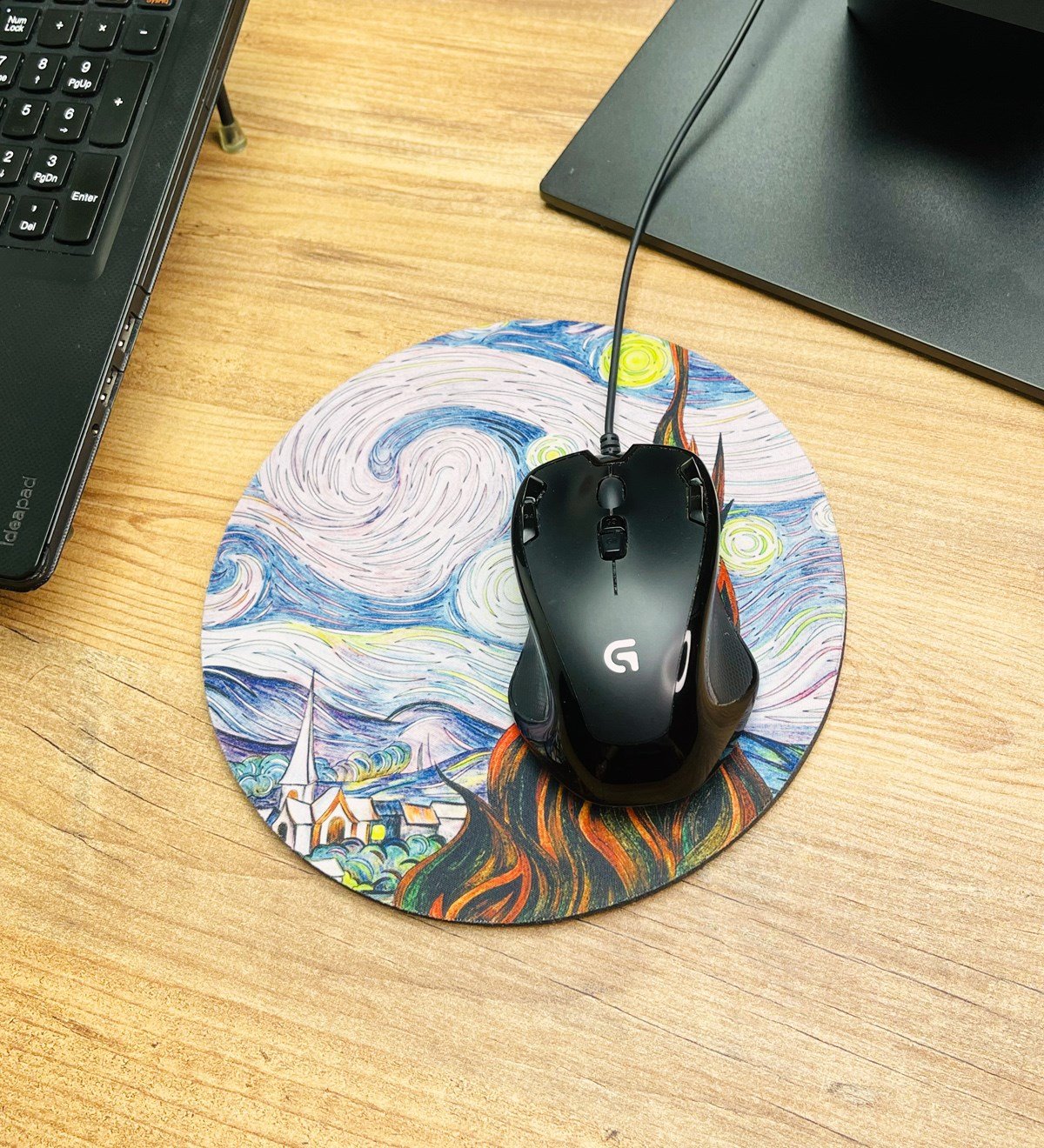 Van Gogh Yıldızlı Gece Tasarımlı Oval Mouse Pad	giftmodaGmms000002