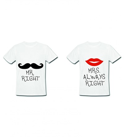 Mr. Right Mrs.Always Right Baskılı Tasarım Tişört