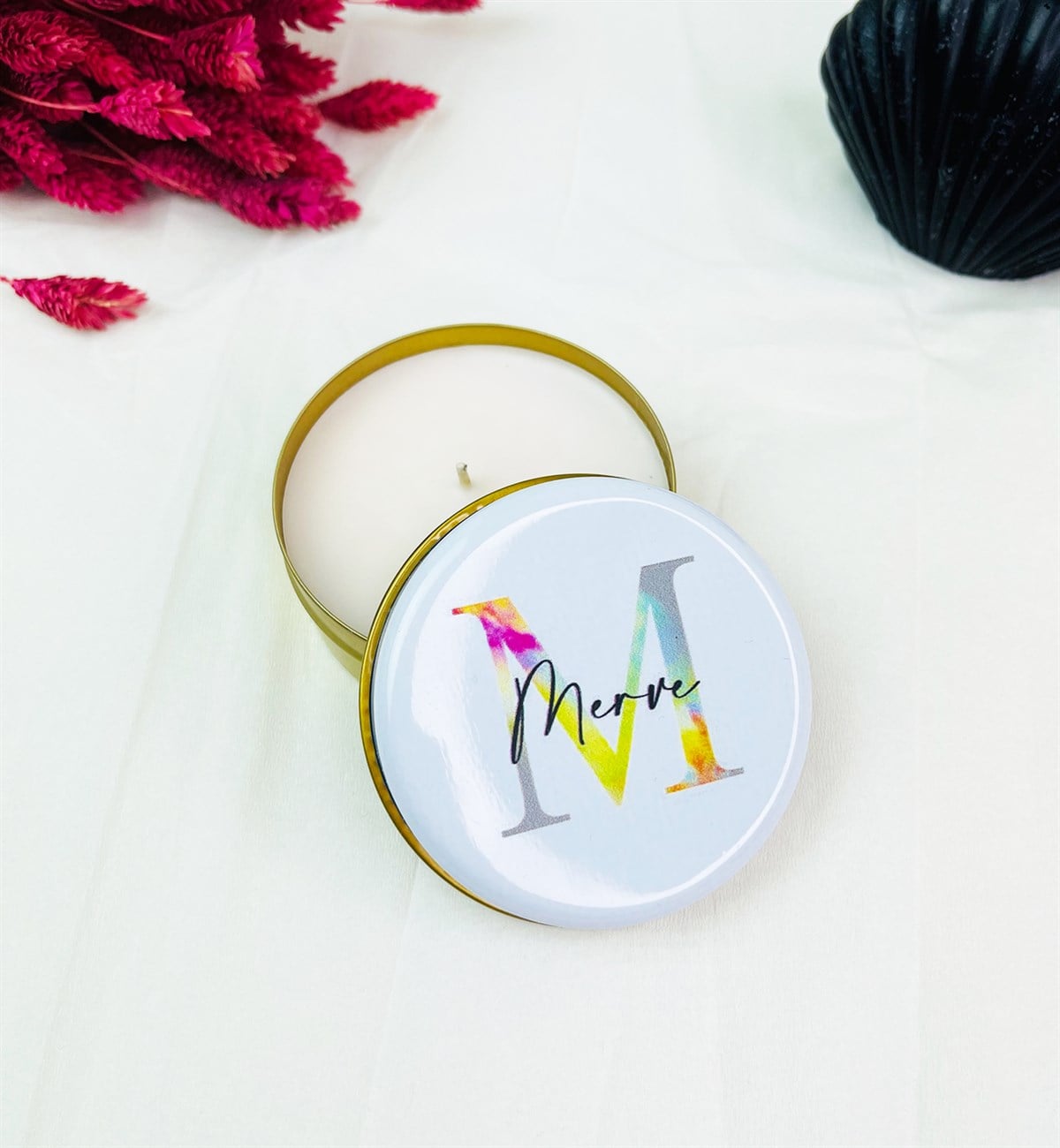 Kişiye Özel Love Blast Tasarımlı Kokulu Teneke MumgiftmodaGmmum0039