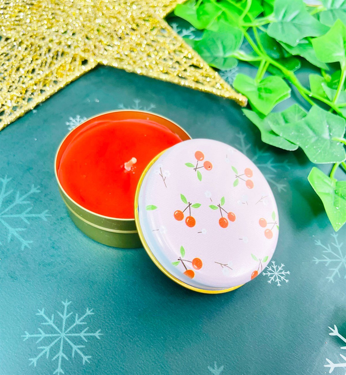 Kiraz Tasarımlı Kokulu Teneke MumgiftmodaGmmum0029