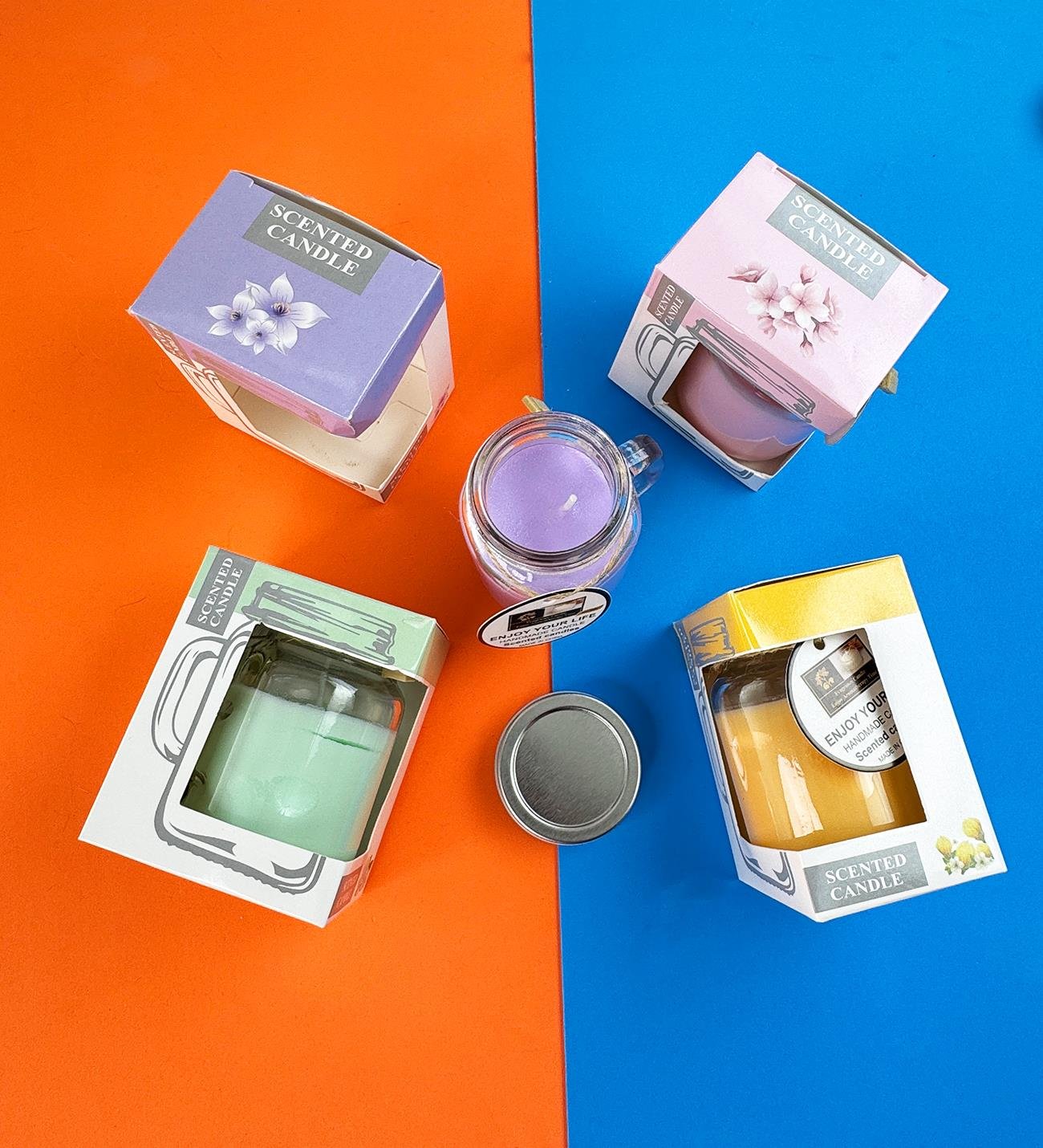 Aromatik Kokulu Kulplu Cam Kavanoz Mum ( Tek Adet )giftmodaBM-1618