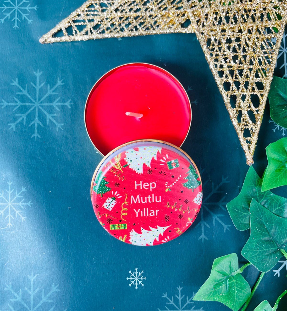 Hep Mutlu Yıllar Tasarımlı Kokulu Teneke MumgiftmodaGmmum0010
