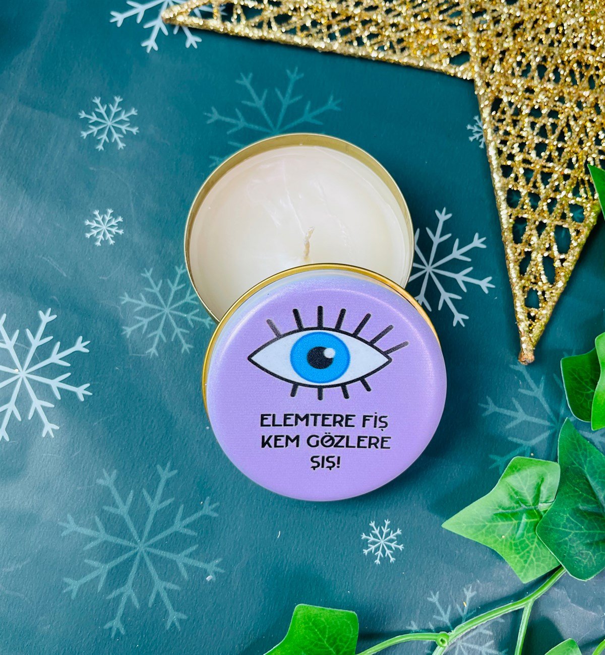 Nazar Göz Tasarımlı Kokulu Teneke MumgiftmodaGmmum0007