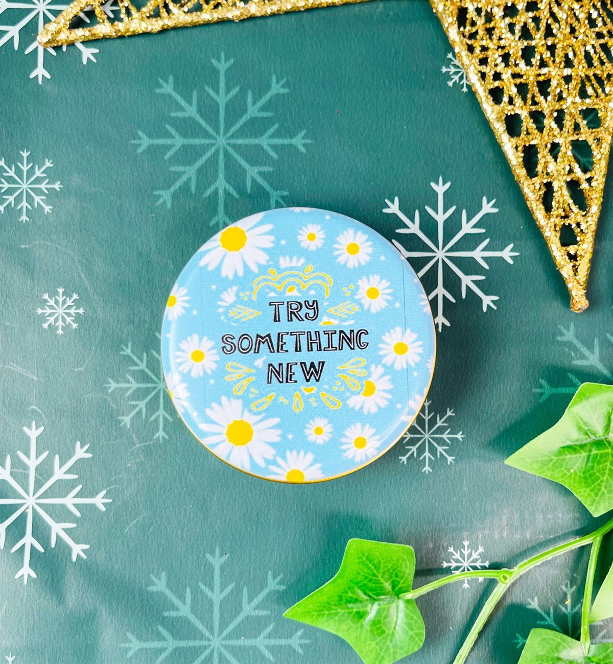 Mavi Papatya Tasarımlı Kokulu Teneke MumgiftmodaGmmum0024