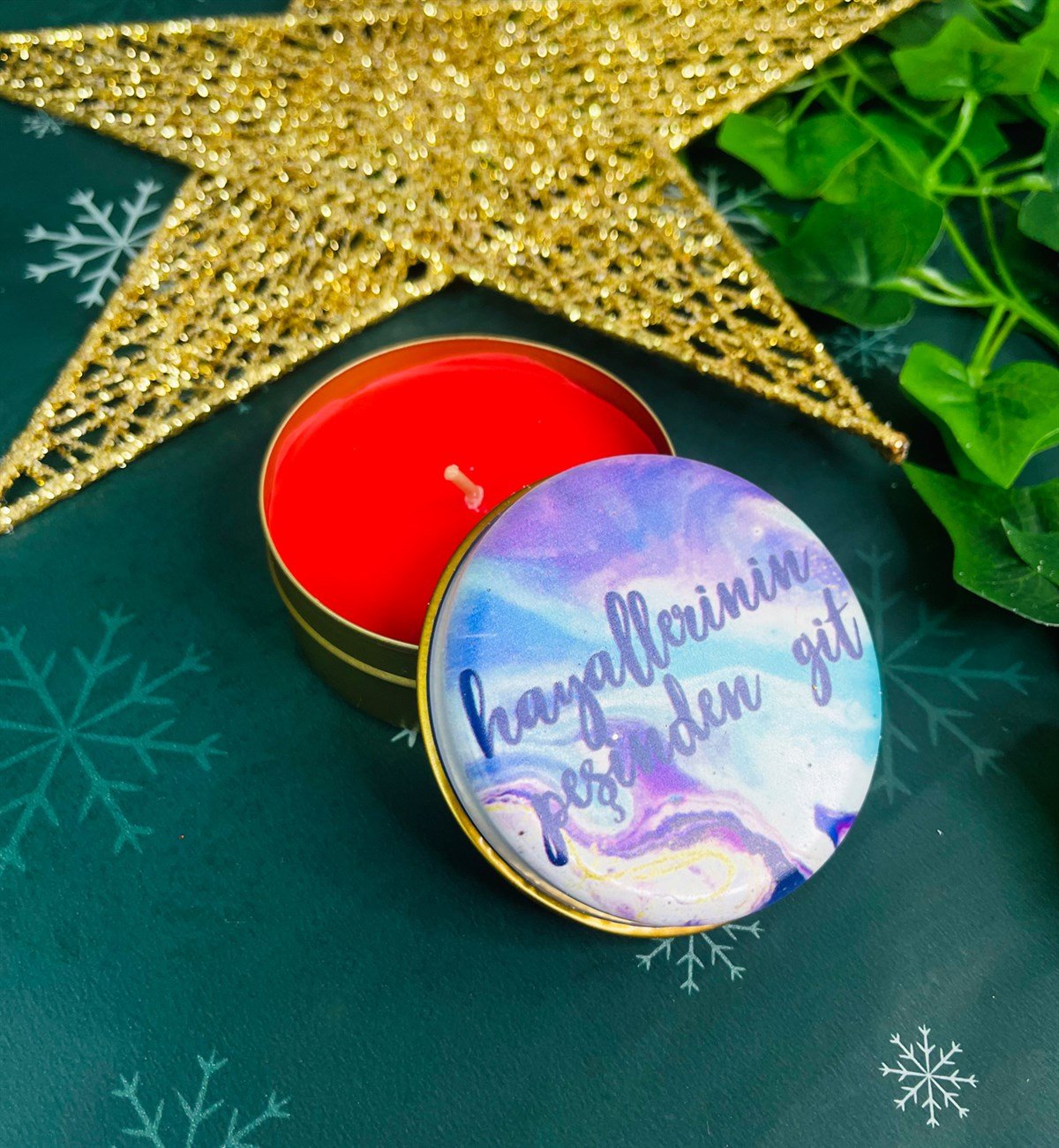 Hayallerinin Peşinden Git Tasarımlı Kokulu Teneke MumgiftmodaGmmum0018