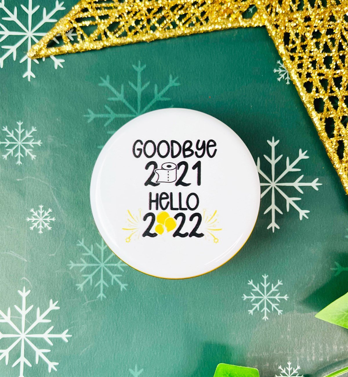 Güle Güle 2021 Merhaba 2022 Yılbaşı Tasarımlı Kokulu Teneke MumgiftmodaGmmum0022