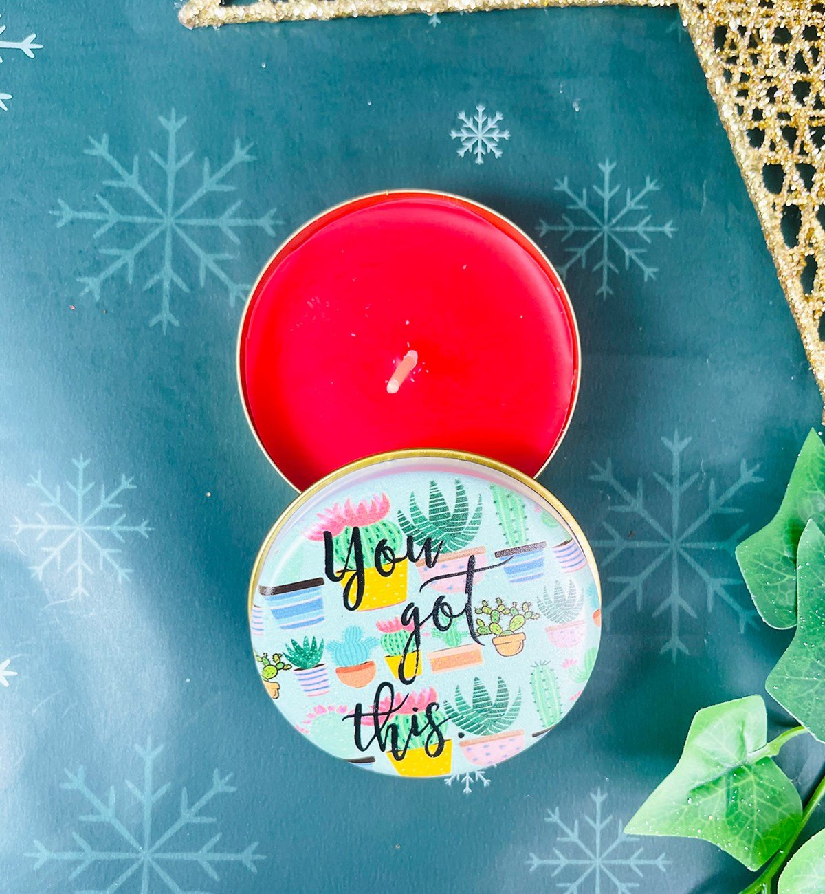 Kaktüs Motto Tasarımlı Kokulu Teneke MumgiftmodaGmmum0005