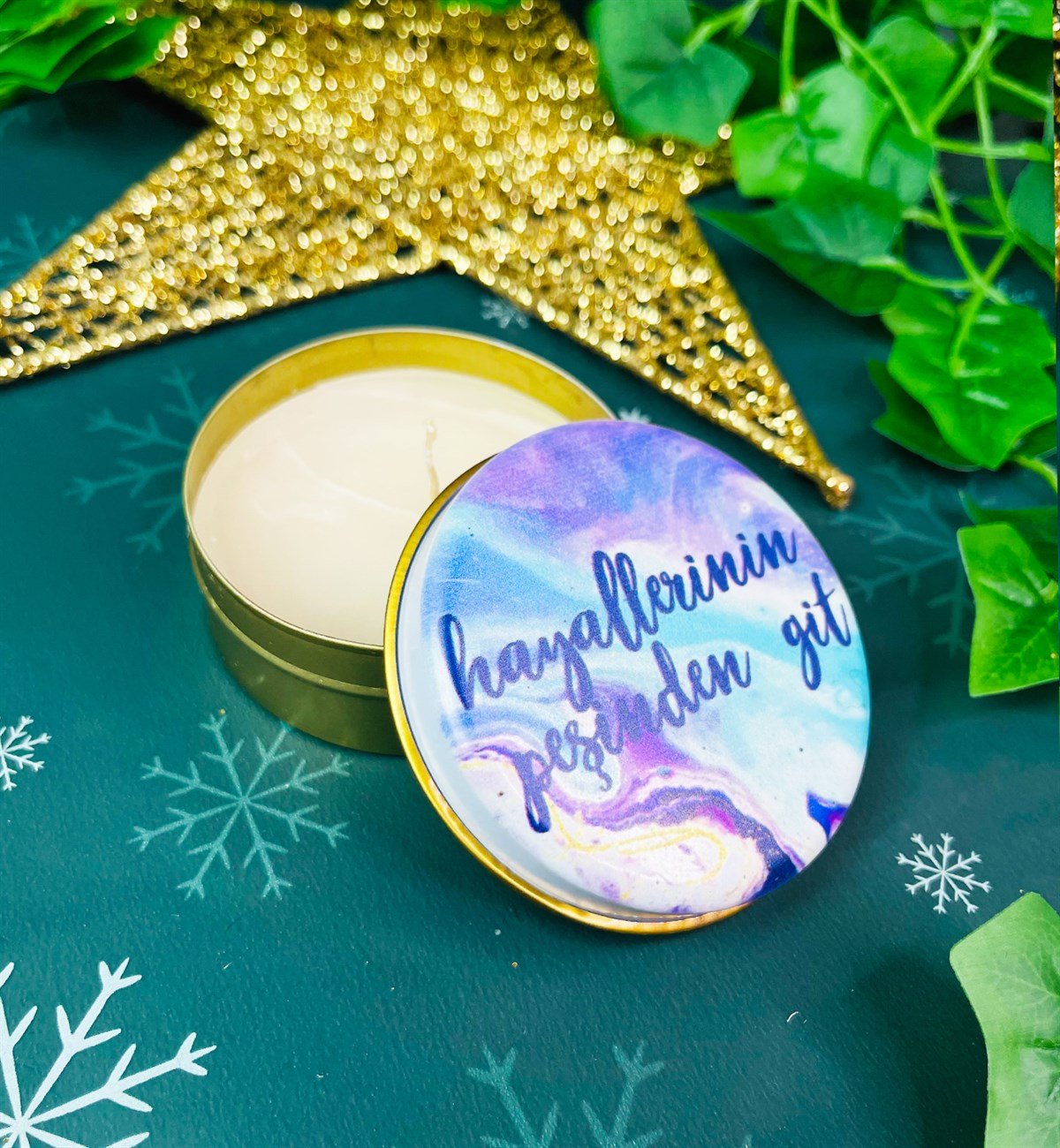 Hayallerinin Peşinden Git Tasarımlı Kokulu Teneke MumgiftmodaGmmum0018