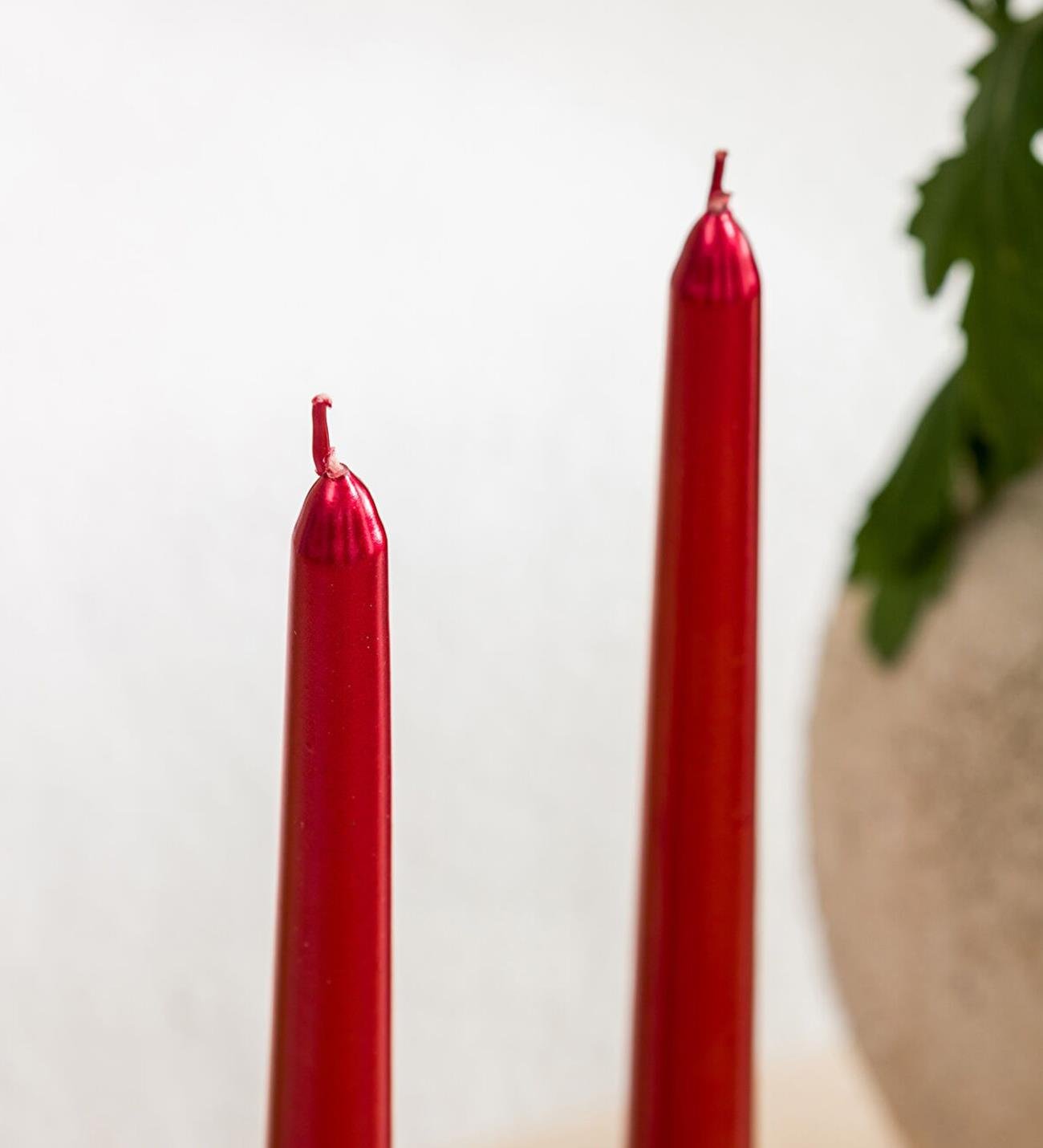 2'li Premium Metalik Kırmızı Şamdan Mumu 25 CmgiftmodaBM-1726-2
