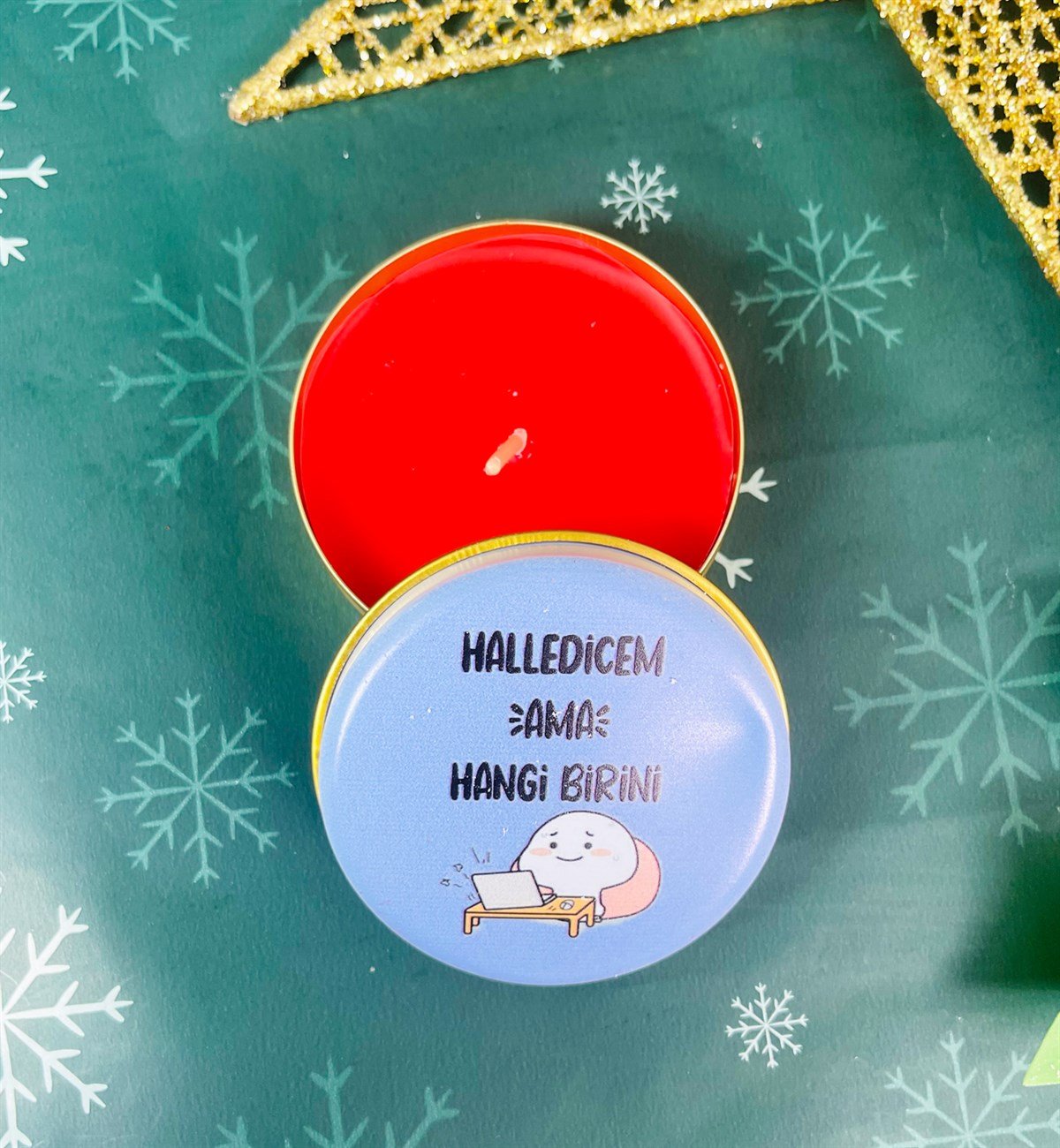 Halledicem Ama Hangi Birini Tasarımlı Kokulu Teneke MumgiftmodaGmmum0006