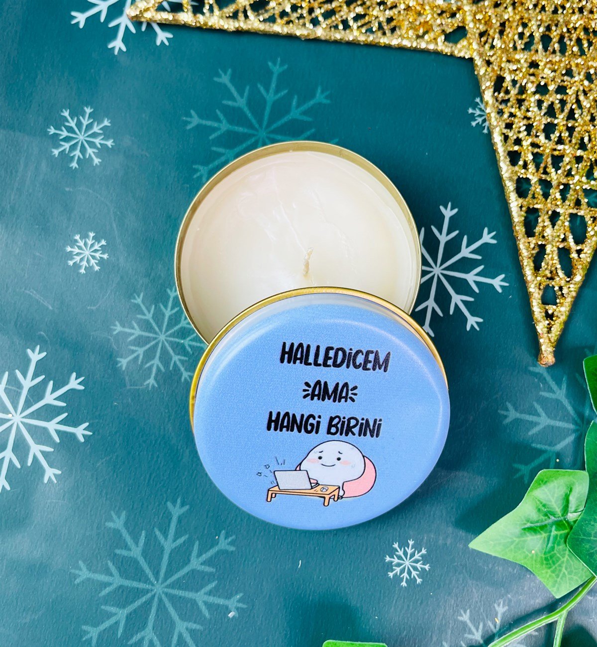 Halledicem Ama Hangi Birini Tasarımlı Kokulu Teneke MumgiftmodaGmmum0006